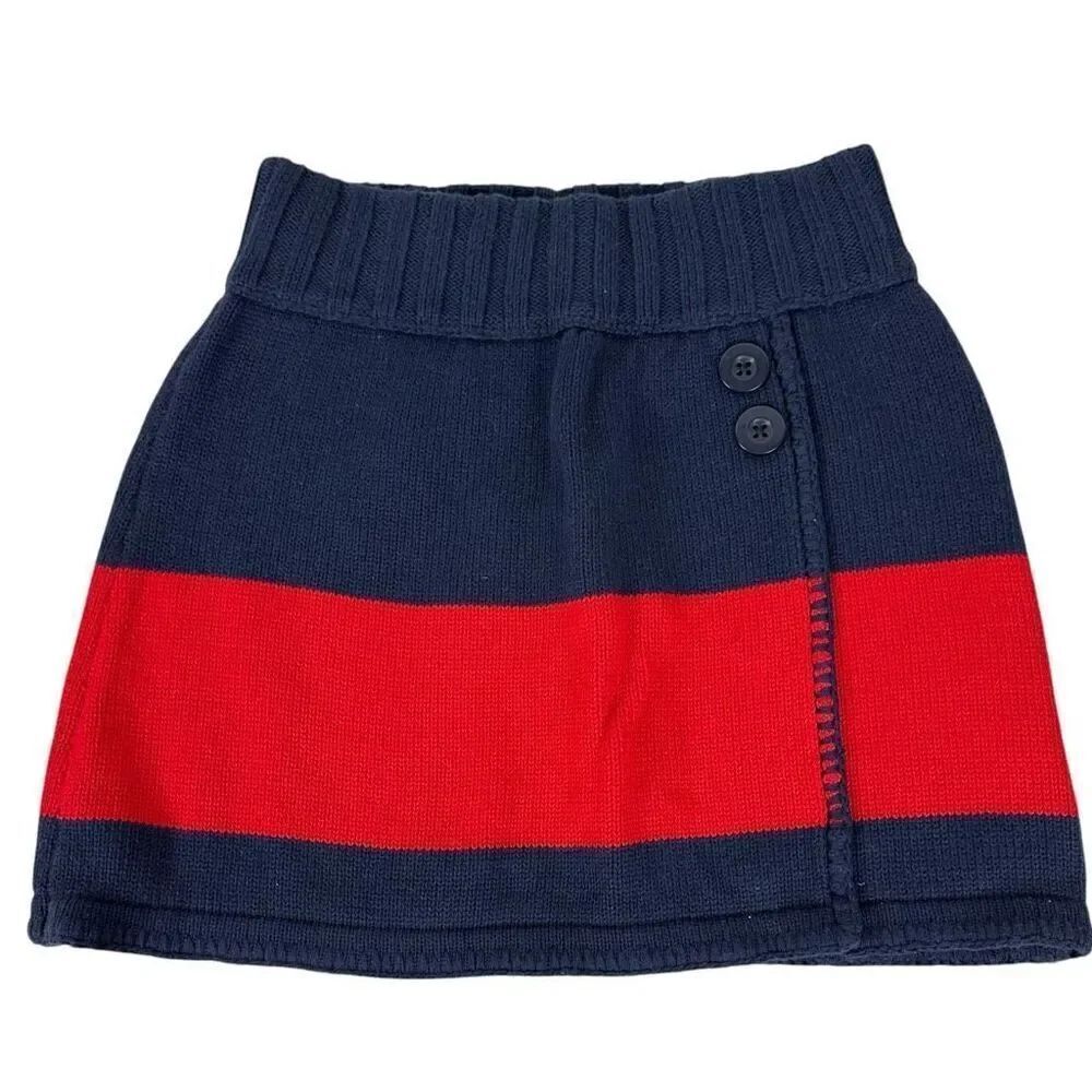 Hanna Andersson Girls Navy Red Sweater Skirt size 120 NEW